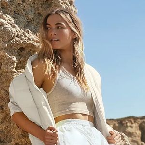 Free People Happiness Runs Crop Tank Stone Eagle M/L